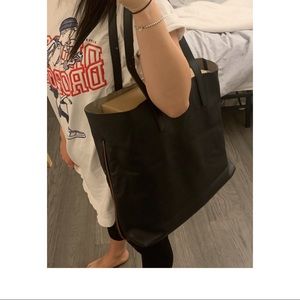 Everlane the day square tote w brown linings